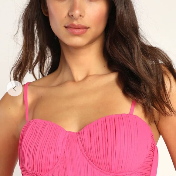 💖🌸 Lulus Cascading Crush Hot Pink Tiered Midi Dress 🌸💖 - Picture 10 of 11